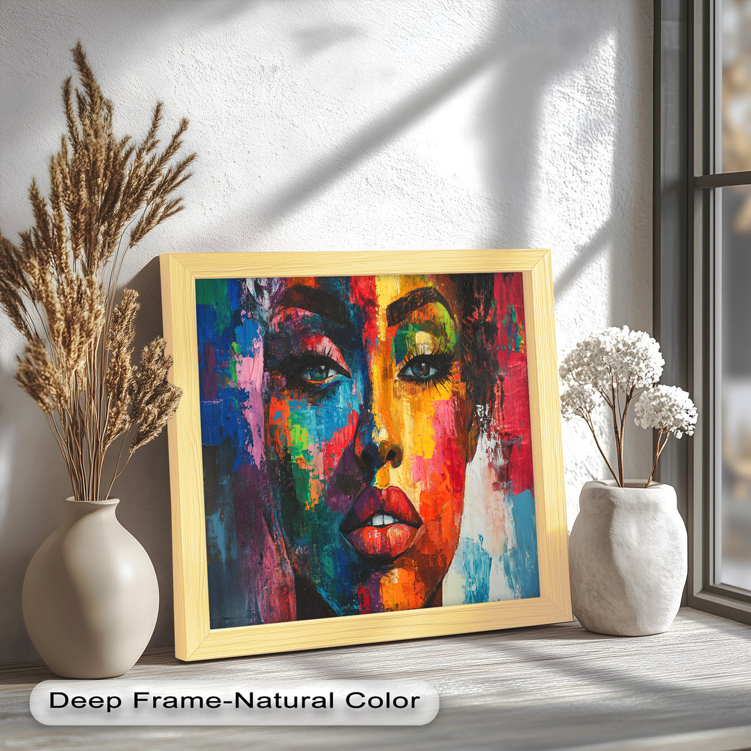 Color Reign – Vibrant Female Portrait Abstract Oil Painting