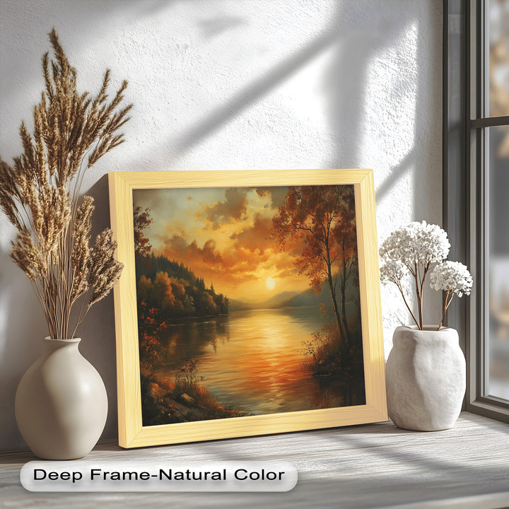 Golden Lake Sunset – Herbstreflexion Hudson River Ölgemälde
