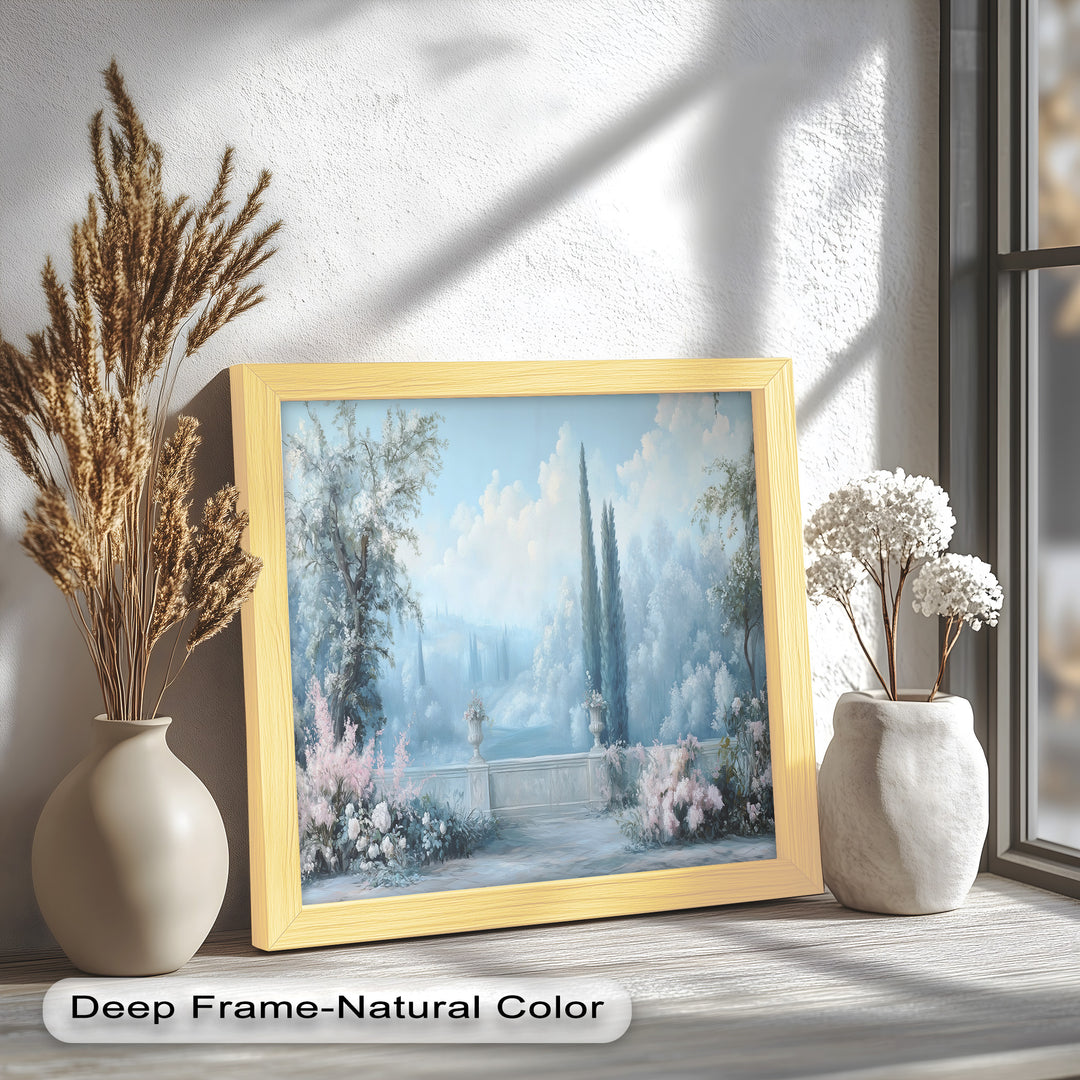 Serene Garden Terrace – Landscape Oil Painting
