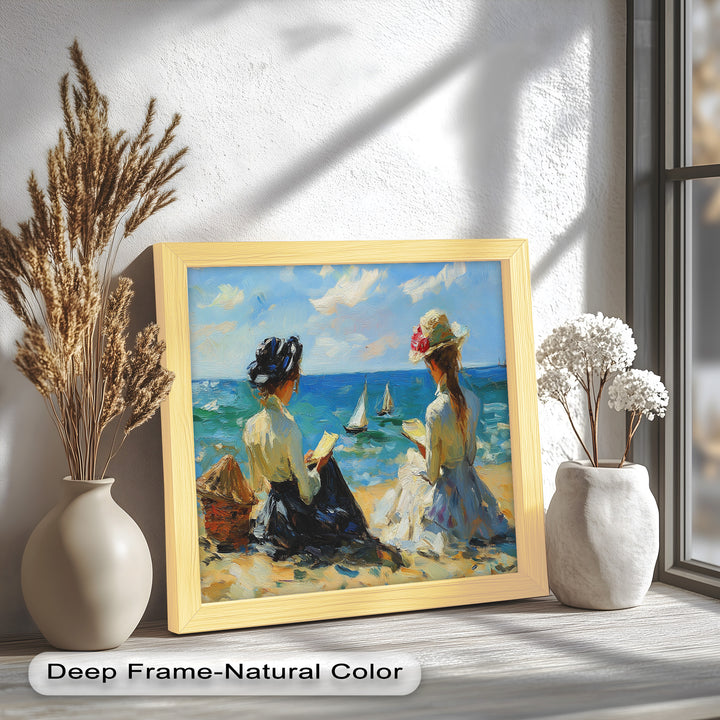 Seaside Serenity with Sailboats – Impressionist Oil Painting