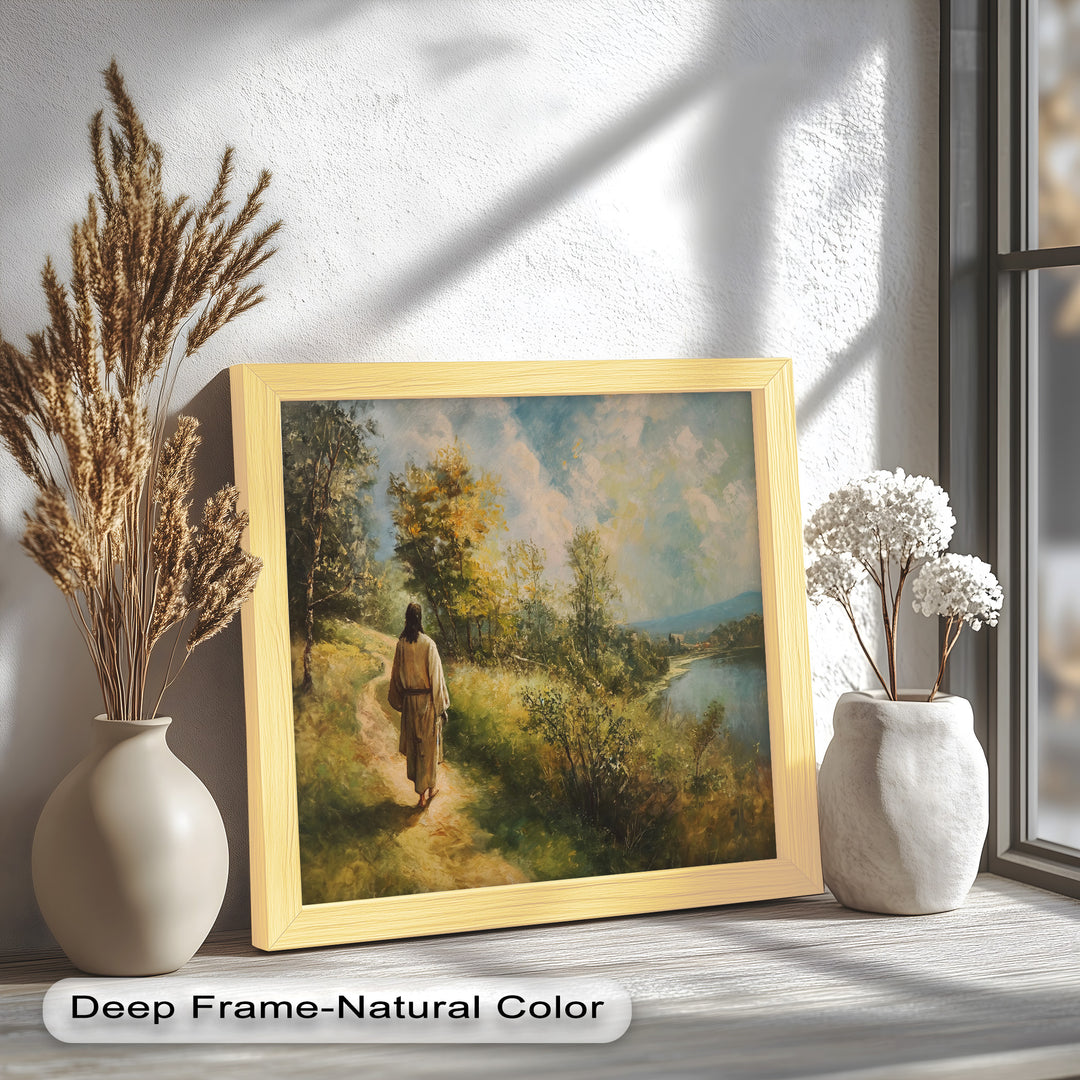 Jesus Walking on Path – Religious Oil Painting