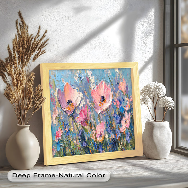 Pink and Violet Wildflower Bloom - Flower Oil Painting