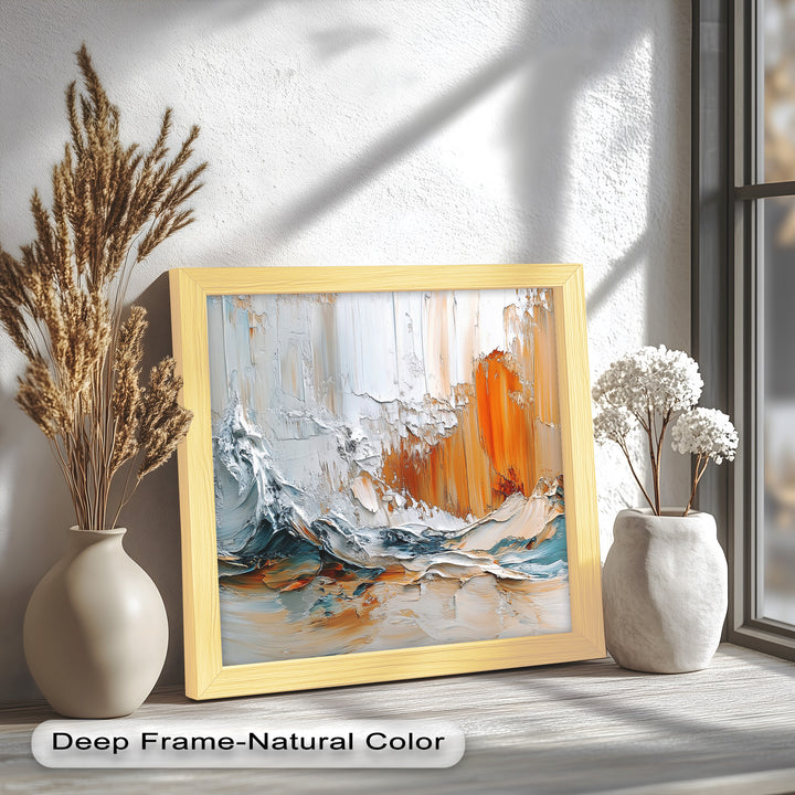 Elemental Surge – Abstract Ocean Cliff Oil Painting