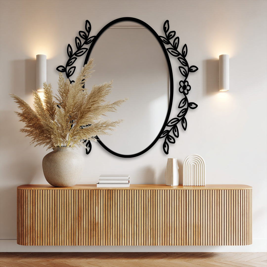 Llave griega redonda decorativa Espejo De Pared – Decoración de pared con espejo clásico moderno