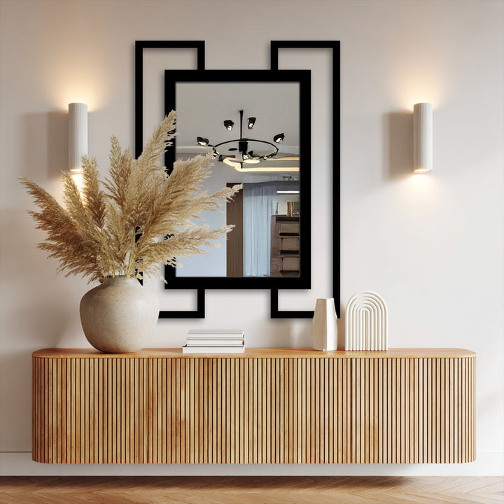 modern geometric metal mirror