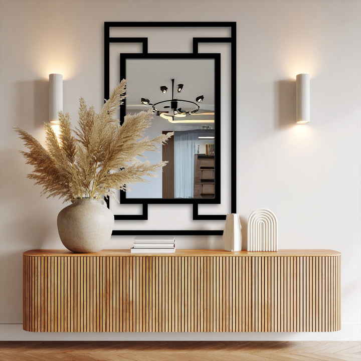 modern black metal wall mirror