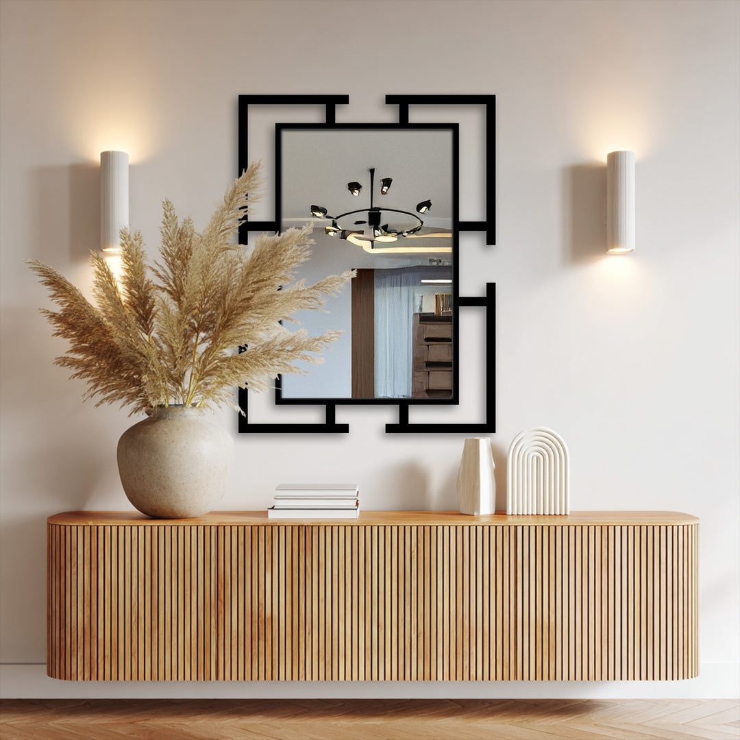 modern entryway metal mirror