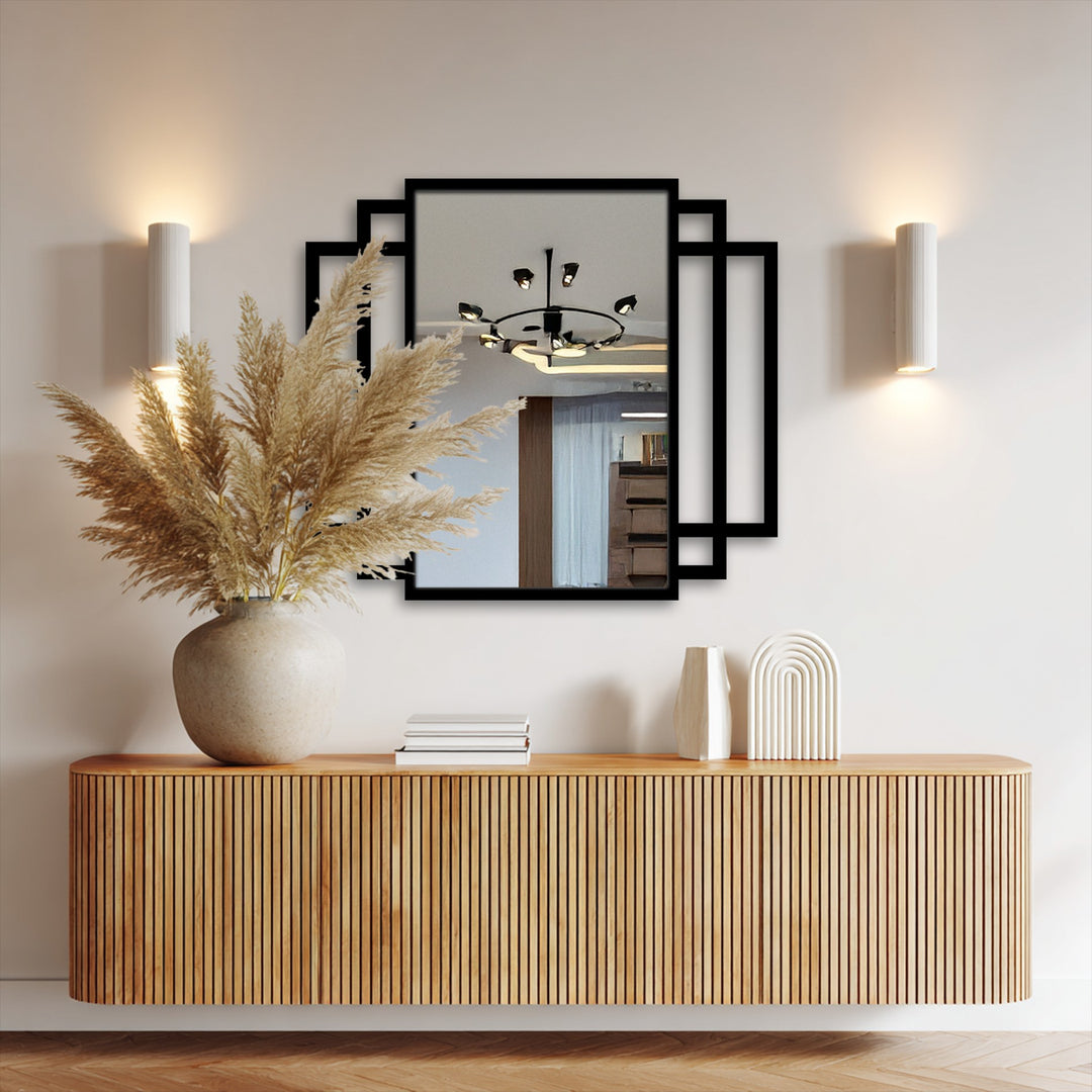 Oval der kosmischen Wellen Wandspiegel  – Moderner, geschichteter Metallspiegel