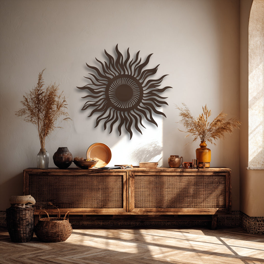 Abstract Sun Metal Wall Art – Modern Celestial Wall Decor
