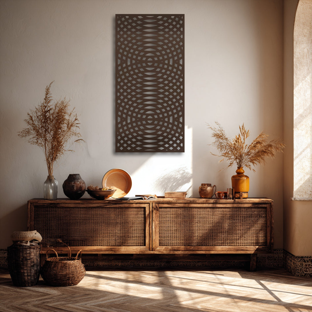 Optical Wave Grid – Abstract Geometric Metal Wall Art