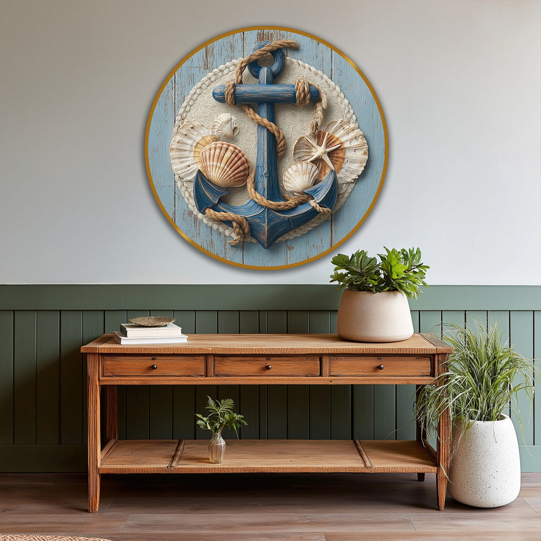 nautical themed round painting