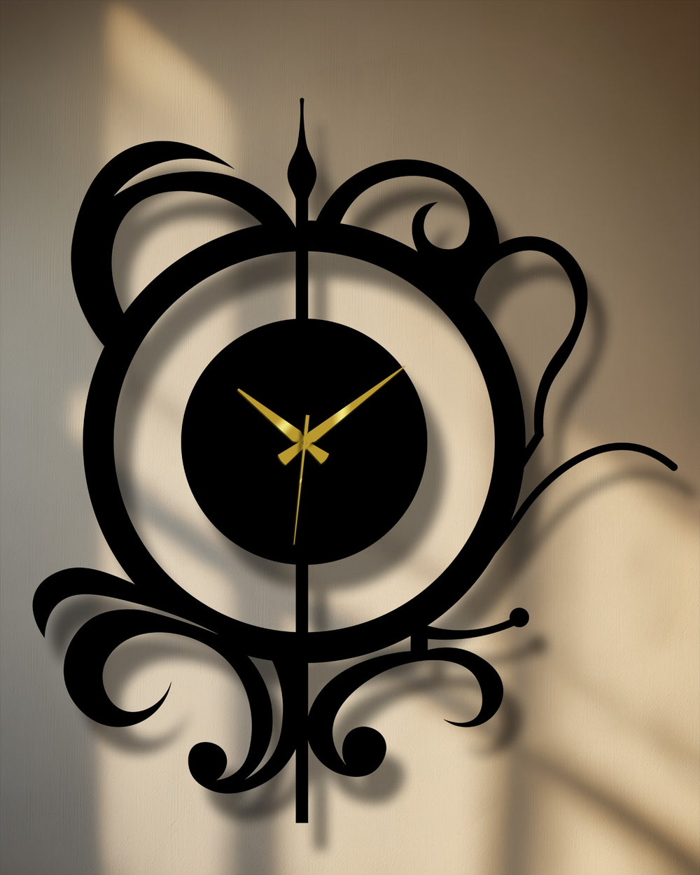 Defined by the elegant floral scrollwork, the edge and borders of this metal wall clock enhance its unique metal wall art appeal.