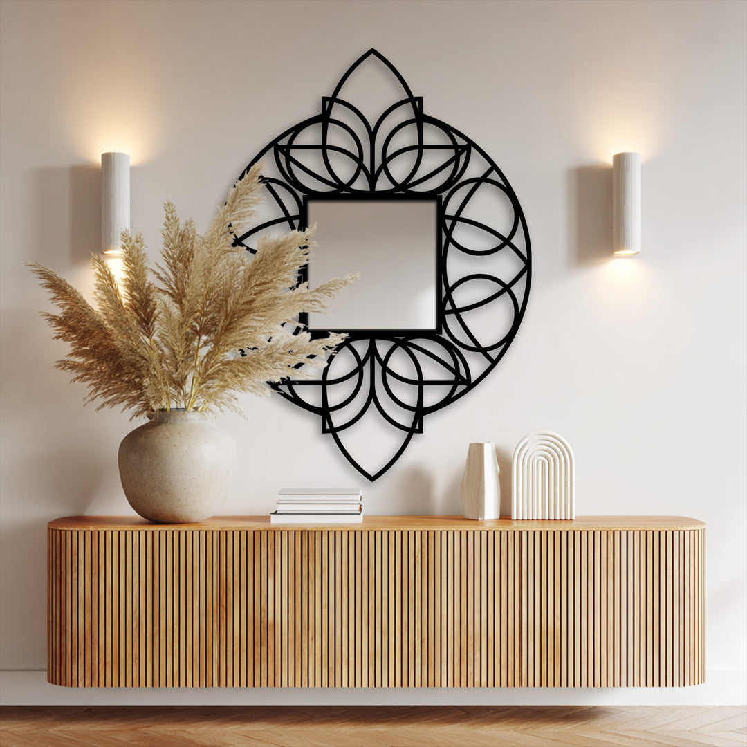 Llave griega redonda decorativa Espejo De Pared – Decoración de pared con espejo clásico moderno