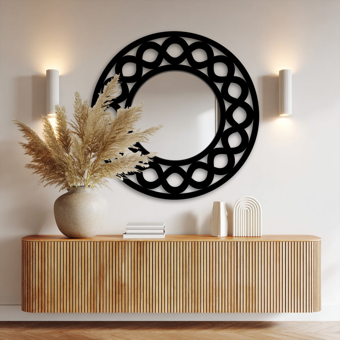 Bathroom mirror with looped border