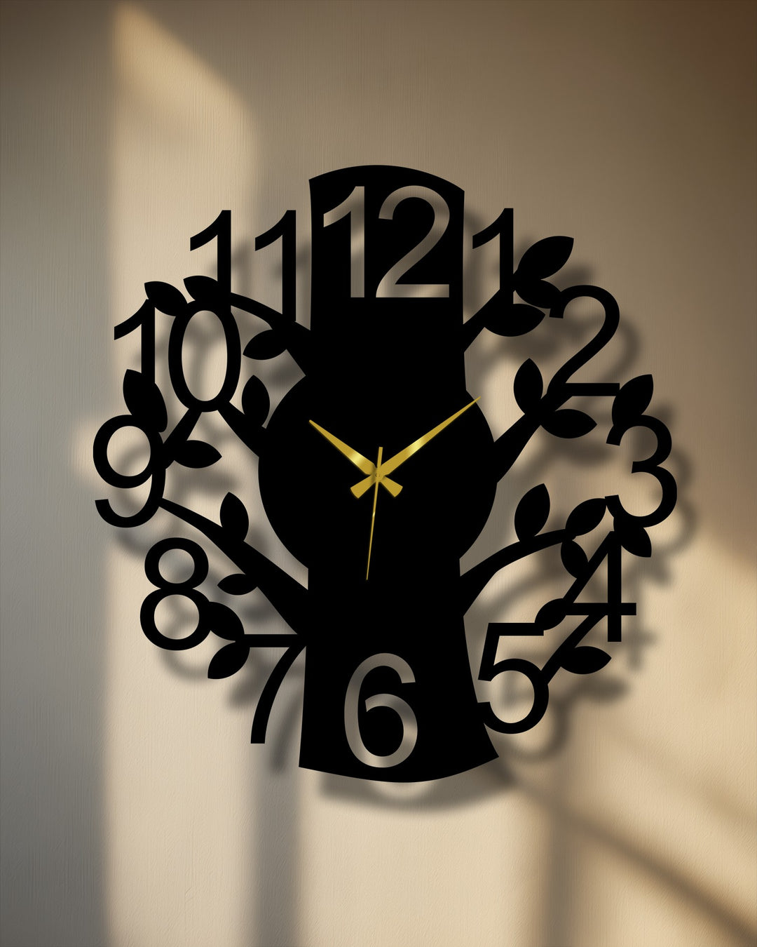 The realistic detail captures the intricate nature branch metal wall clock's tree design as a stunning decoration wall art piece with elegant gold hands.