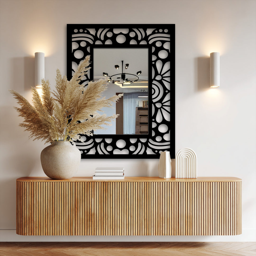 Décoration ronde à motif grec Miroir Mural–Décoration murale miroir classique moderne