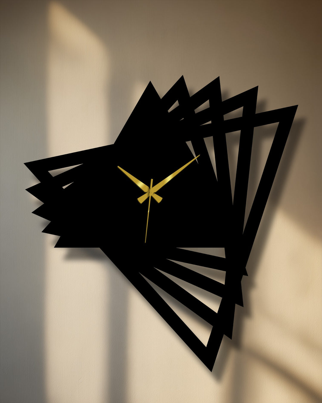 Cascading in a dynamic display, this modern abstract origami metal wall clock creates a striking sense of motion as a captivating metal artwork.