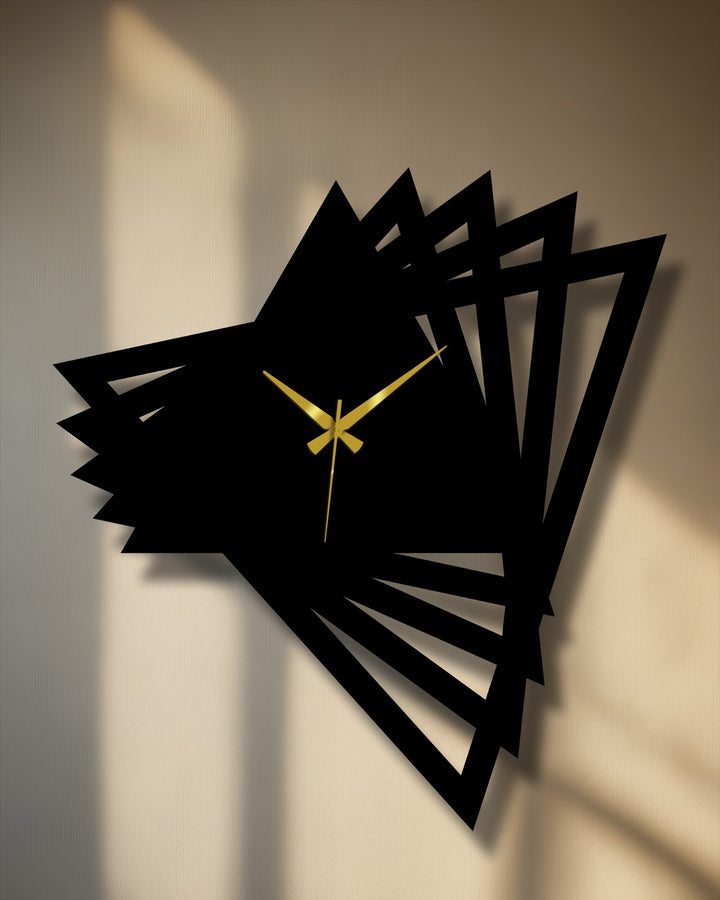 Cascading in a dynamic display, this modern abstract origami metal wall clock creates a striking sense of motion as a captivating metal artwork.