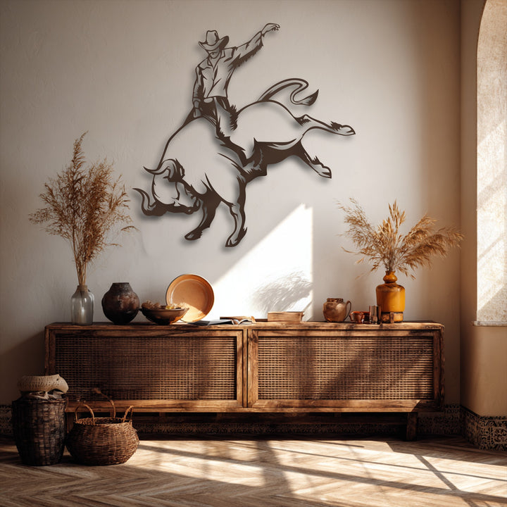 Varied surface textures, including sleek metal wall art, rough walls, and rustic woven wood, provide an engaging decoration wall art display.