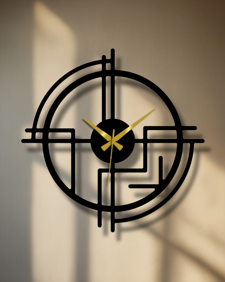 The matte finish of this modern metal wall clock enhances its abstract line design, making it a striking piece of decoration wall art.