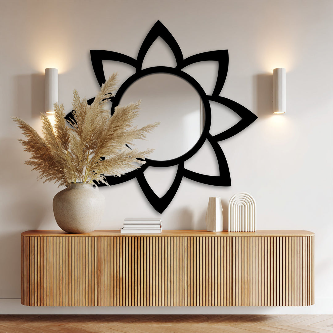Minimal Petal Floor Mirror Black