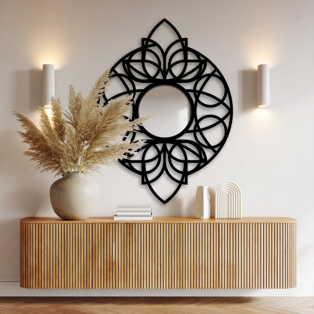Llave griega redonda decorativa Espejo De Pared – Decoración de pared con espejo clásico moderno