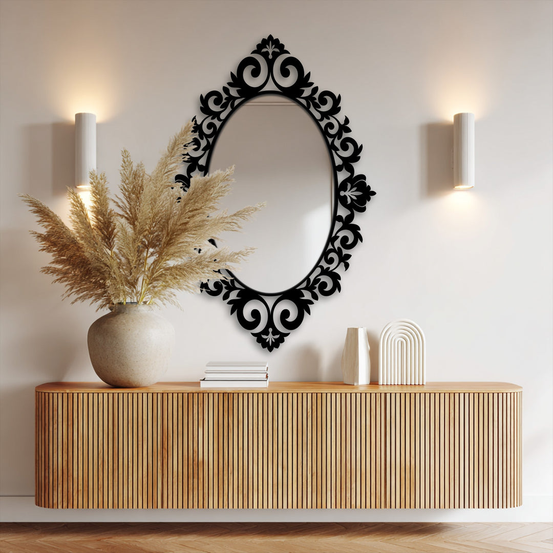 Llave griega redonda decorativa Espejo De Pared – Decoración de pared con espejo clásico moderno