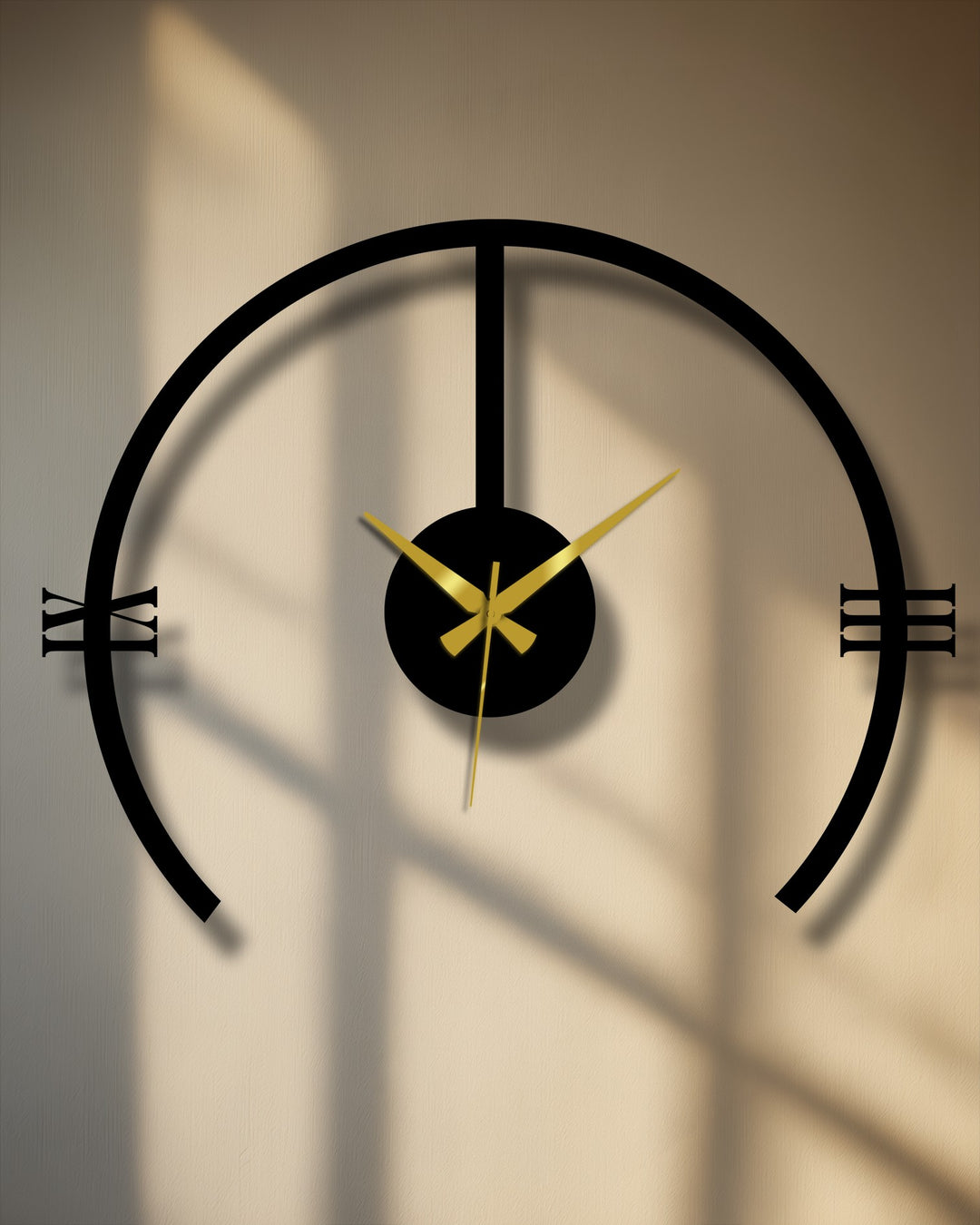 The stillness of the minimalist contemporary wall decor is captured in this modern arch metal wall clock, a striking decoration wall art piece.
