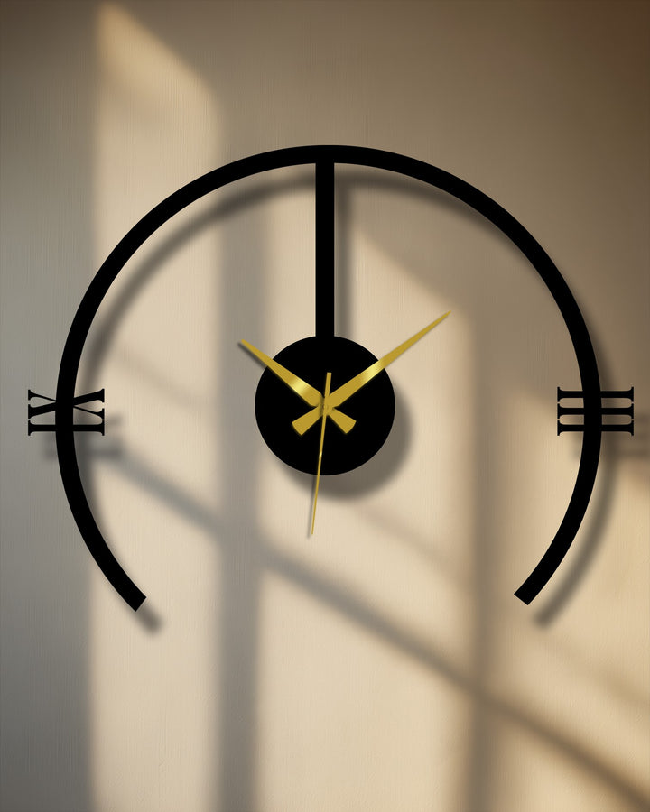 The stillness of the minimalist contemporary wall decor is captured in this modern arch metal wall clock, a striking decoration wall art piece.