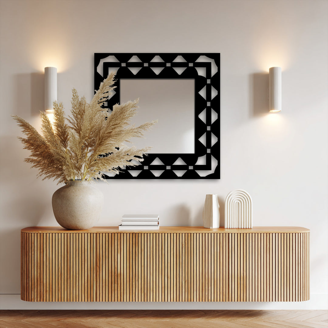 Geometric motif framed mirror
