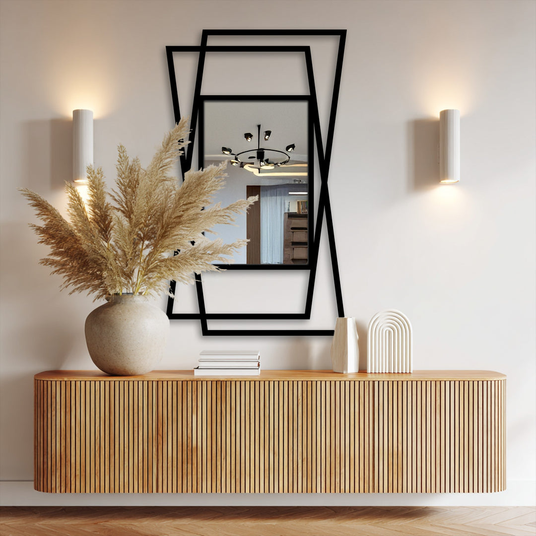 Llave griega redonda decorativa Espejo De Pared – Decoración de pared con espejo clásico moderno