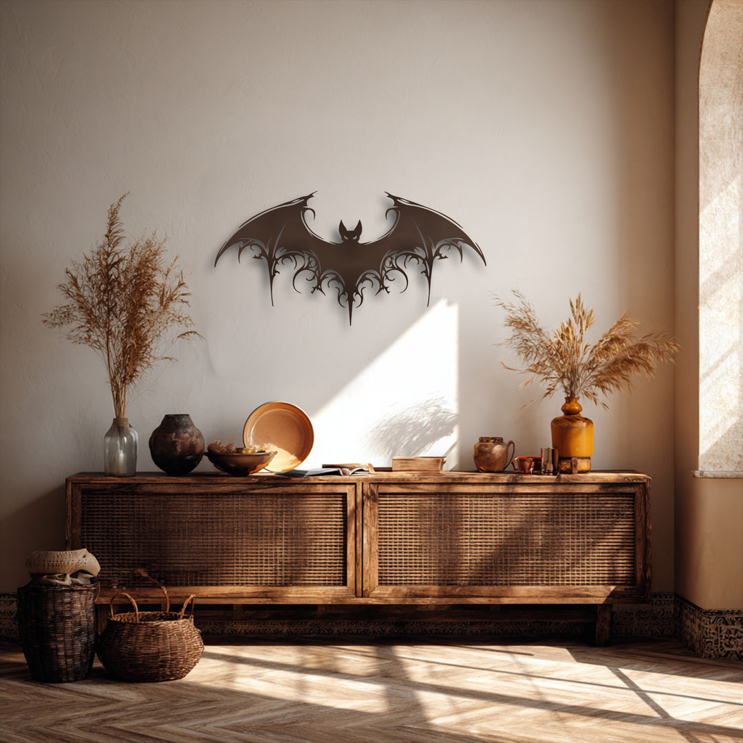 Gothic Bat Metal Wall Art – Dark Fantasy Winged Decor