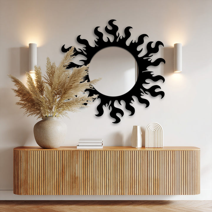 Round decorative mirror with wave design