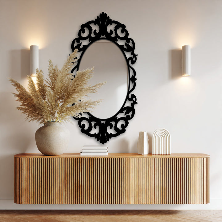 Bedroom oval dressing mirror décor