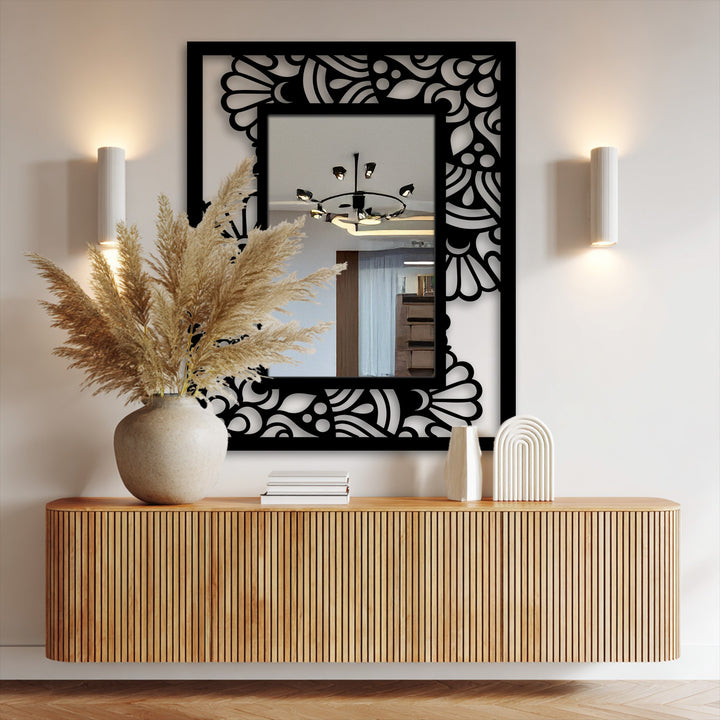 abstract floral metal mirror