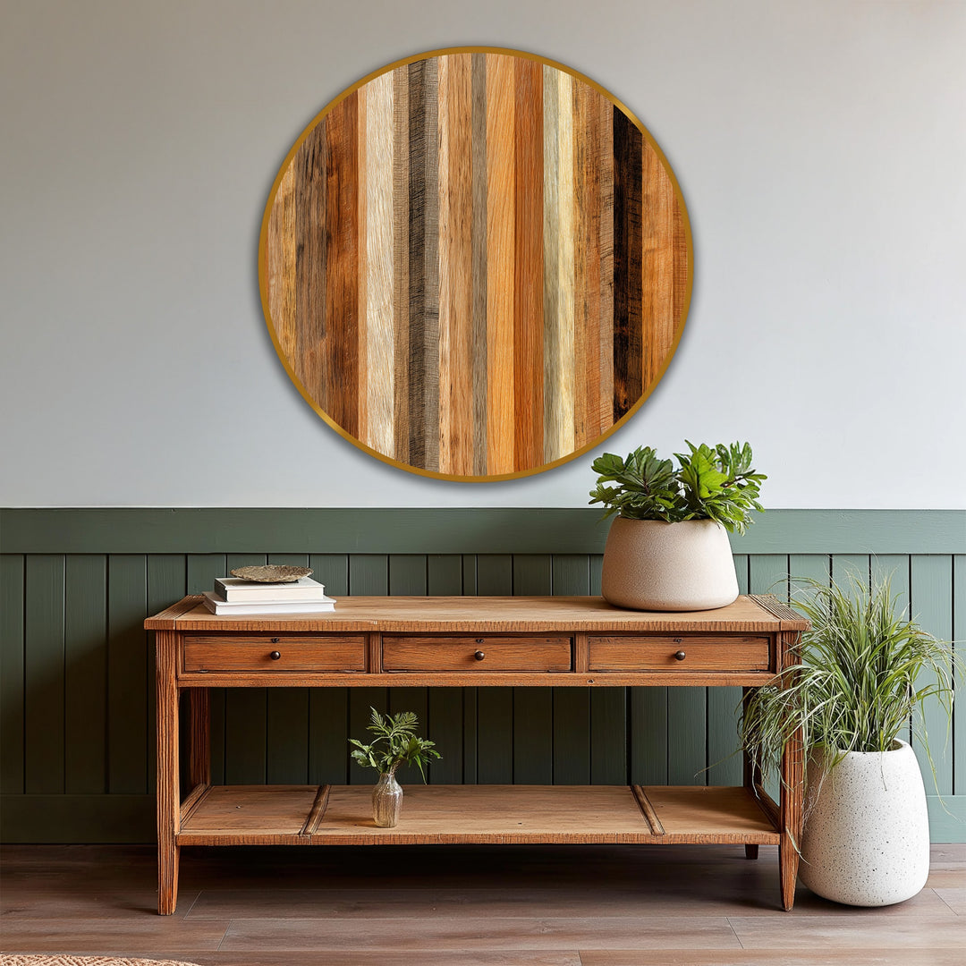 Vertical natural wood grain in the round oil painting wall art creates a visual rhythm and flow, bringing movement to these exquisite oil painting art prints.