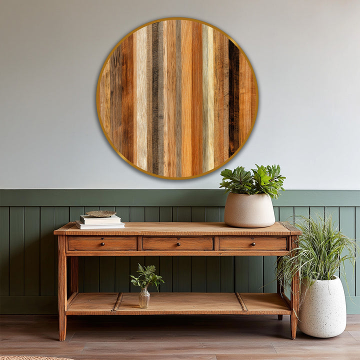 Vertical natural wood grain in the round oil painting wall art creates a visual rhythm and flow, bringing movement to these exquisite oil painting art prints.