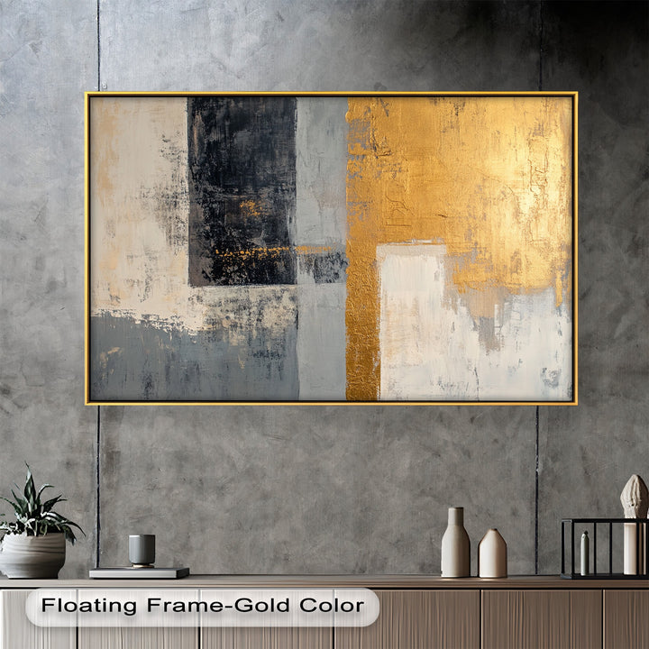 Golden Edge Abstract – Moderne Ölgemälde