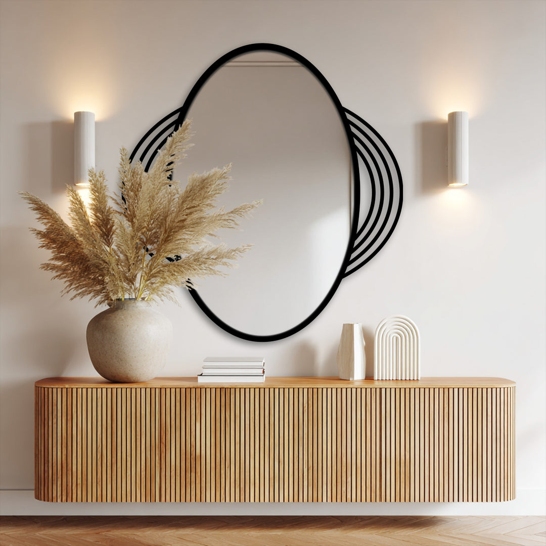 Designer metal oval wall statement piece