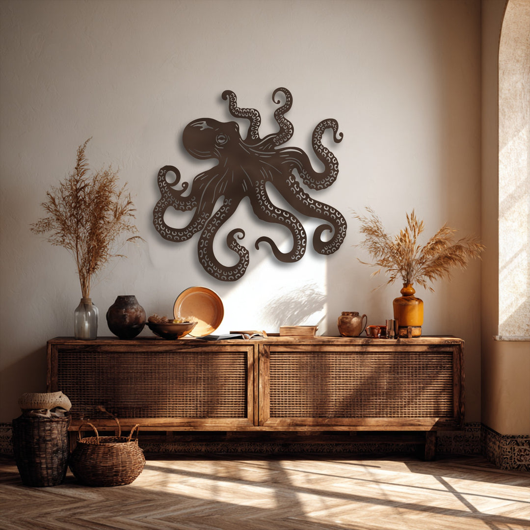 Octopus Tentacles Metal Wall Art – Nautical Ocean Decor