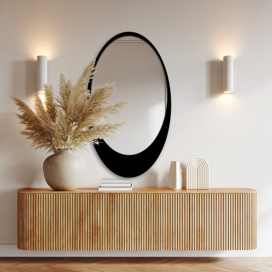 Llave griega redonda decorativa Espejo De Pared – Decoración de pared con espejo clásico moderno
