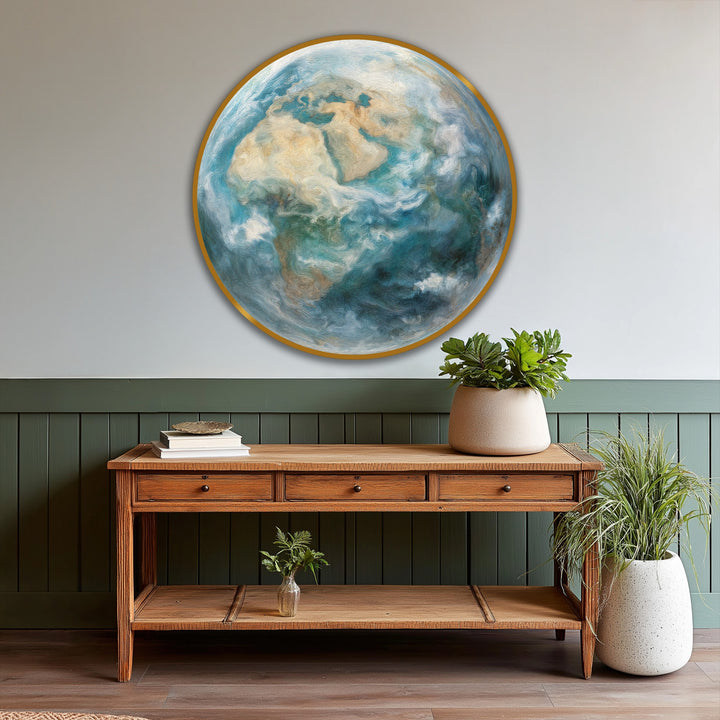 globe texture round oil painting