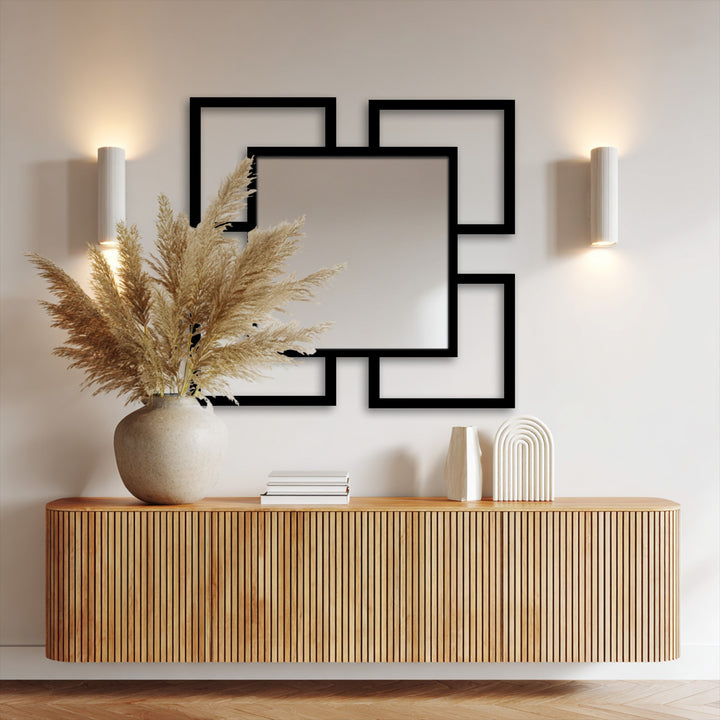 Black frame contemporary wall mirror