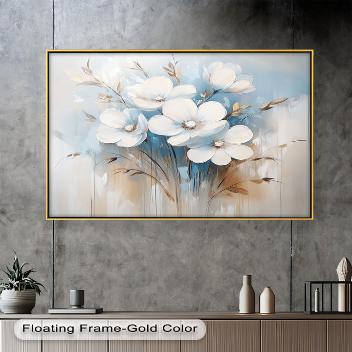 Soft White Blossoms – Floral Oil Painting