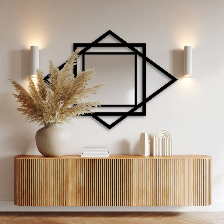 Highlighting the layering effect, this square mirror for wall decor presents a geometric design with diamond accents, enhancing depth.