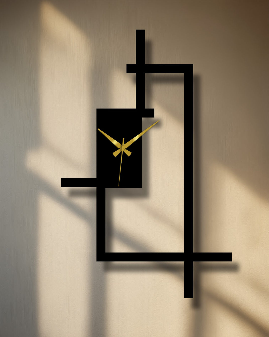 Focusing on the edge and borders, the abstract line frame of this geometric metal artwork wall clock creates a striking home decor statement.