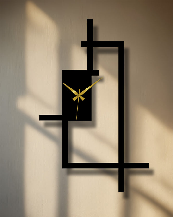 Focusing on the edge and borders, the abstract line frame of this geometric metal artwork wall clock creates a striking home decor statement.