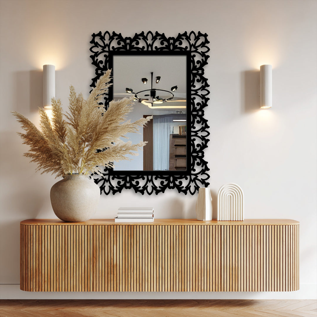 Chiave greca rotonda decorativa Specchio da Parete – Decorazione da parete con specchio classico moderno
