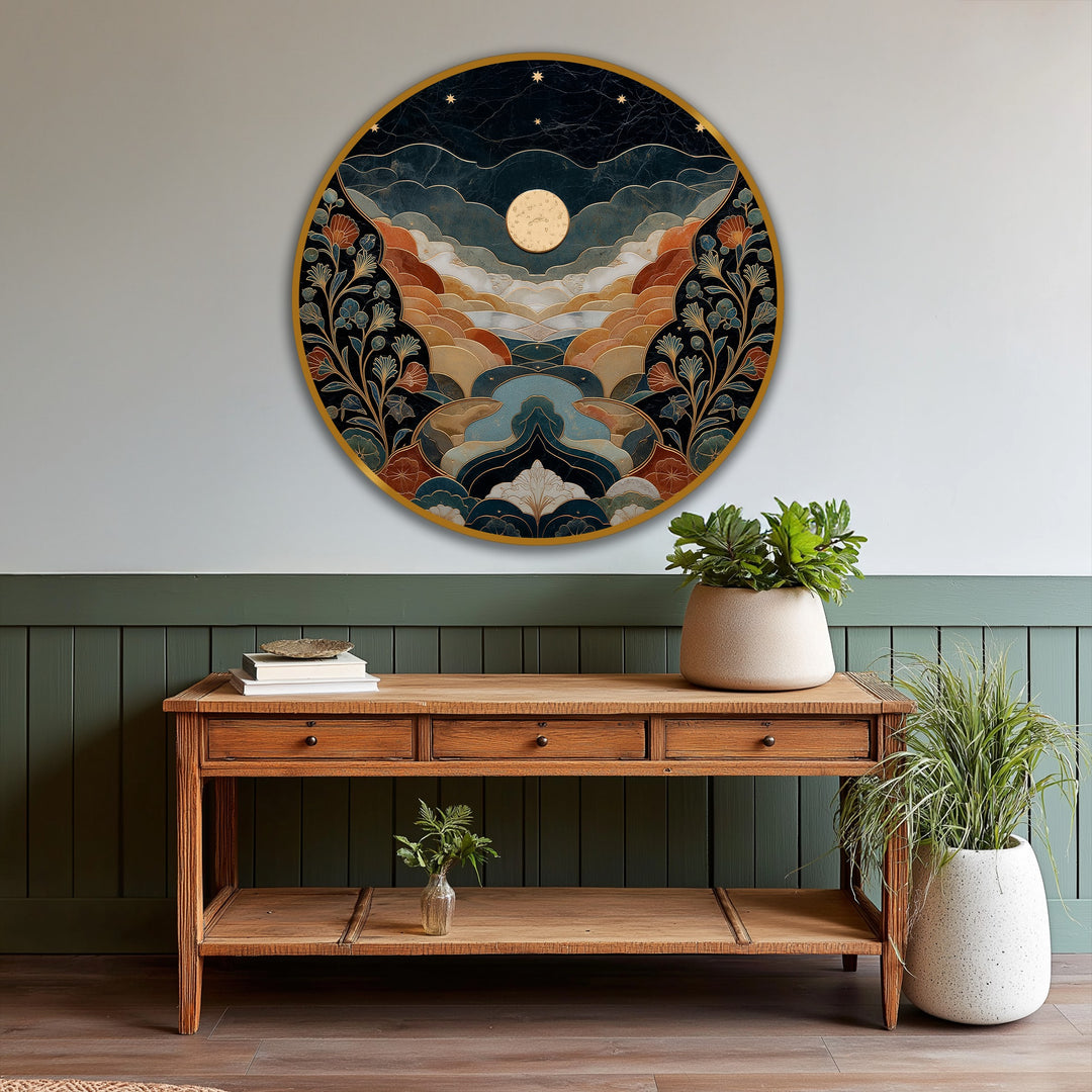 night landscape round painting