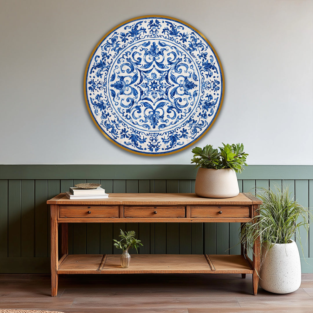 blue porcelain style oil painting